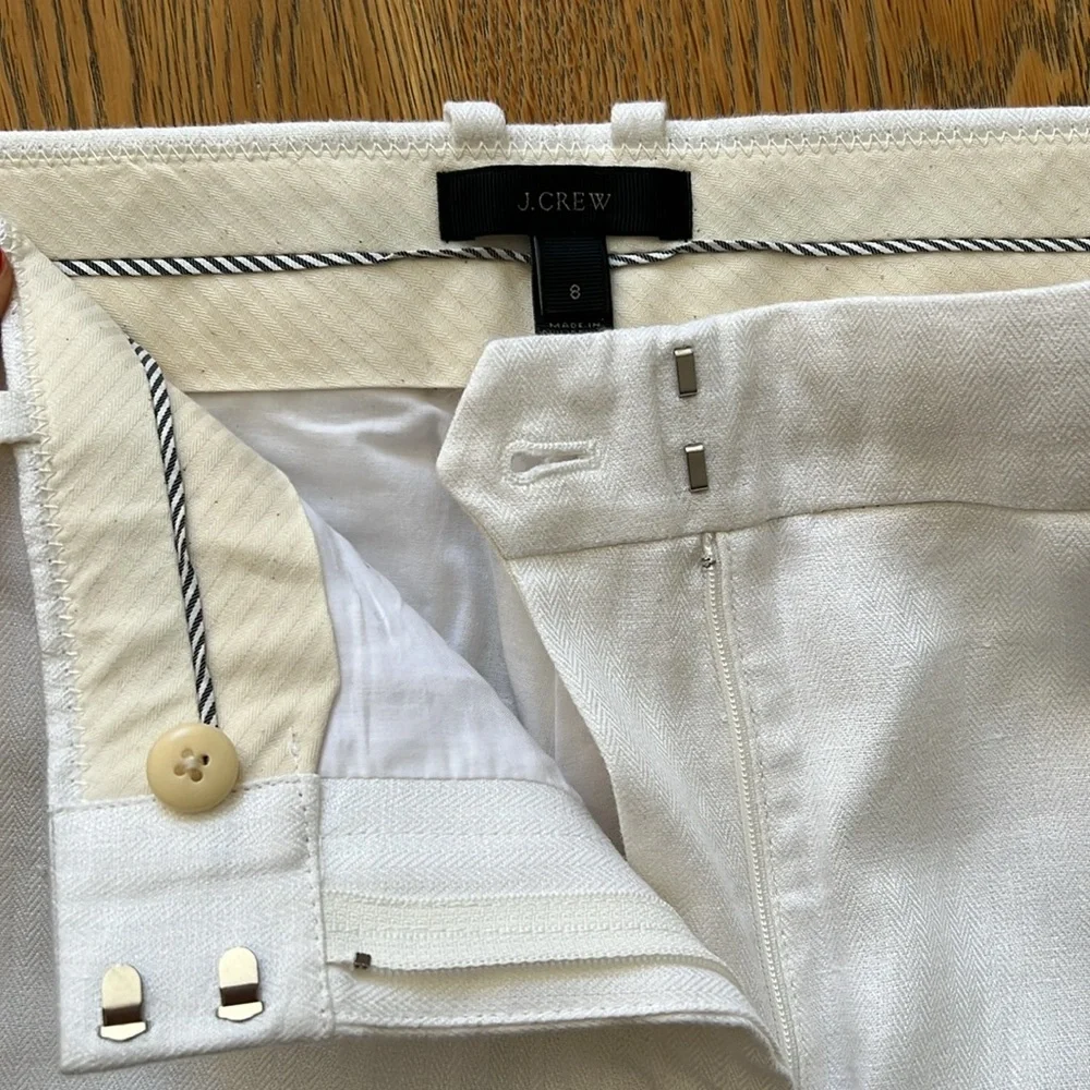 J.crew white linen wide leg cropped trousers. - Picture 6 of 7